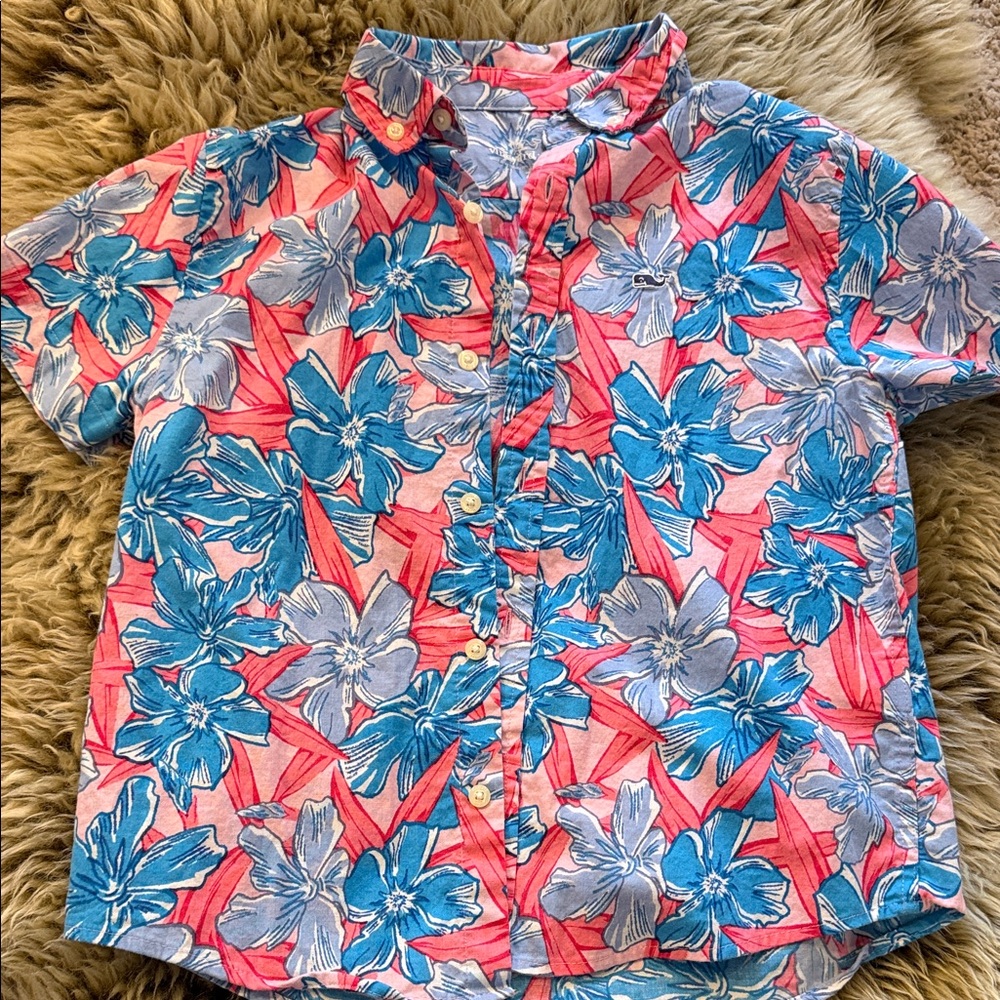 Vineyard Vines Pink and Blue Floral Button-Down Shirt